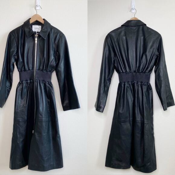FRAME 100% Lamb Leather Trench Coat Black XS $2800 NWT - Picture 5 of 9